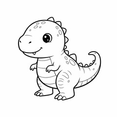 Fototapeta premium Baby Tyrannosaurus Rex Cartoon Character Coloring Page
