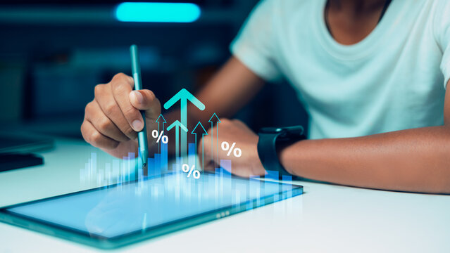 Digital Financial Growth and Investment Strategy Concept with Growth Graph on Tablet