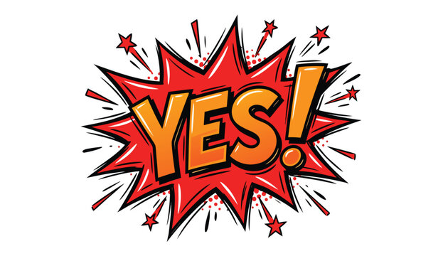 Vector comic book style speech bubble with the word yes