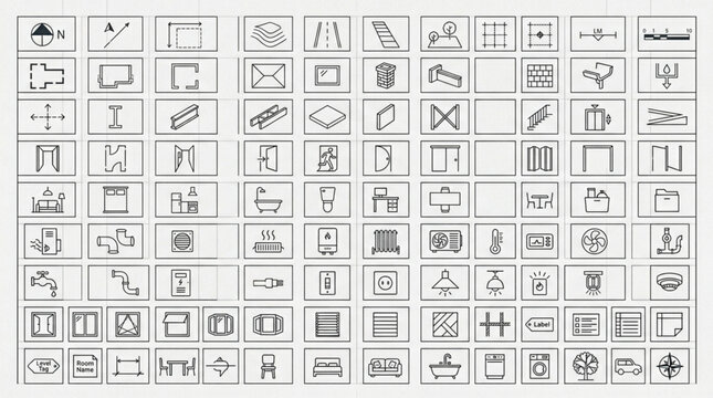 Collection of Ancient Egyptian Hieroglyphs Symbols and Glyphs.