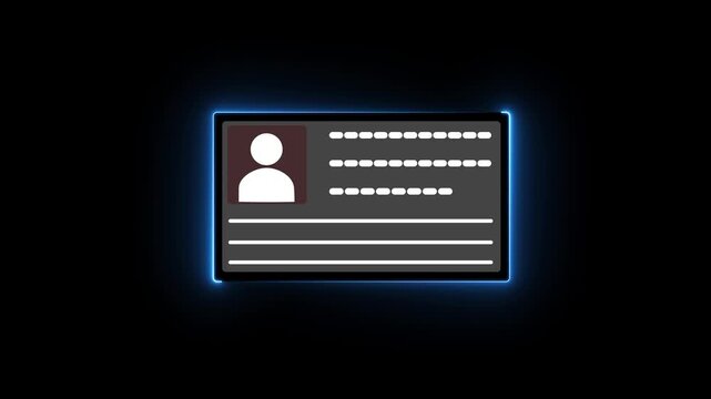 Identity document icon.Smart Identity card icon animation.personal information iconMotion graphic 4k animation video.