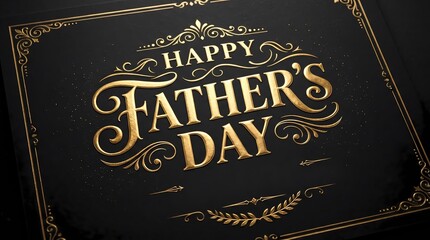 A premium black background with gold foil Happy Father s Day  typography  Elegant and luxurious style suitable for high end branding and promotional visuals