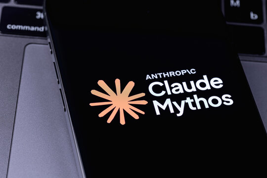 Claude Mythos by Anthropic mobile logo app on a screen smartphone. Claude is a family of large language models developed by Anthropic. Batumi, Georgia - March 26, 2026