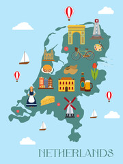 Obraz premium netherlands famous place symbol design poster travel guide magazines wall art