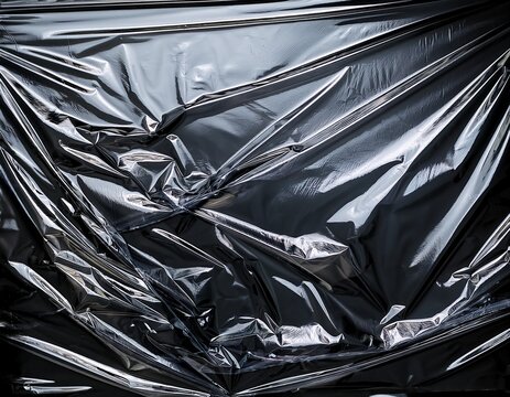 transparent plastic wrap texture overlay crumpled polyethylene film shrink packaging sheet vinyl sleeve cover mockup realistic clear plastic surface effect