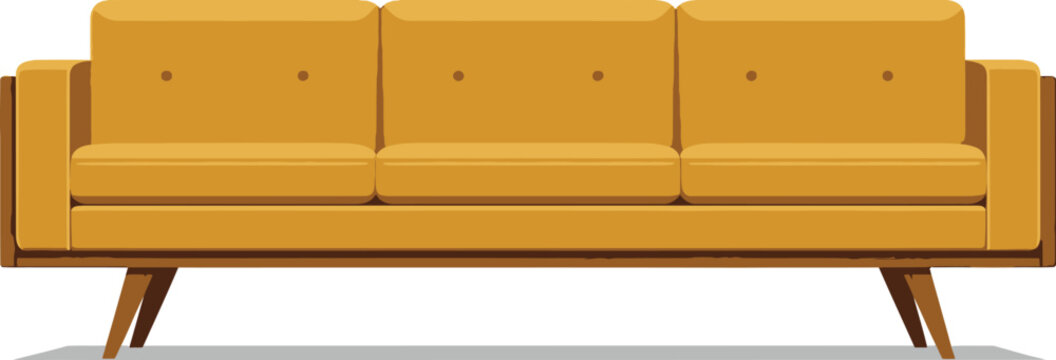 Mid century modern yellow sofa with wooden legs living room upholstered furniture home decor wood legs fabric sofa three seater home furnishings interior design vintage inspired