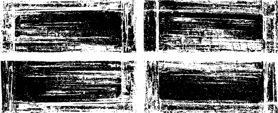 grunge black wooden textured rectangles distressed paint, rough scratch vintage design elements, weathered distressed background set