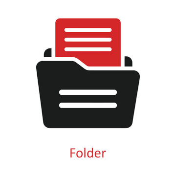Black folder icon with red document Vector