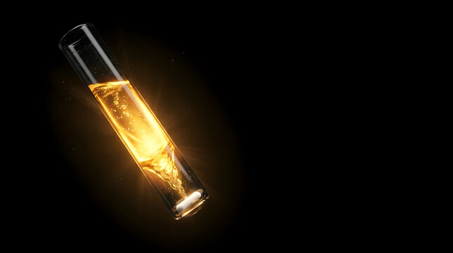 Levitating Black Glass Tube with Self-stirring Gold Liquid