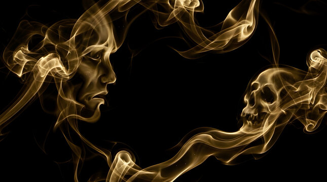 Pareidolia Face Illusion in Luxury Gold Smoke Abstract