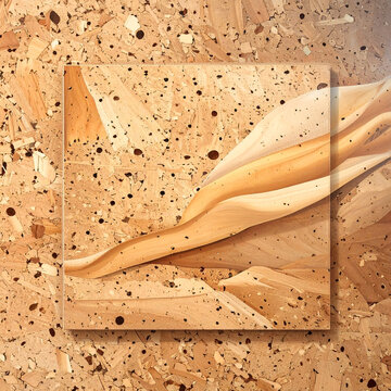 Abstract cork surface design in beige and brown with dynamic wave pattern art element
