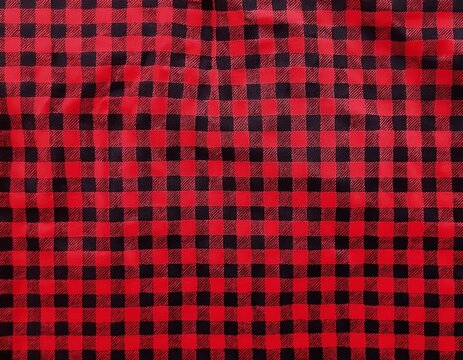 seamless fabric texture in red buffalo plaid checkered pattern ideal for use in textiles fashion design and backgrounds