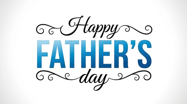 Happy father's day greeting card with blue gradient text
