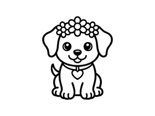 Fototapeta premium Cute Dog with Flower Crown