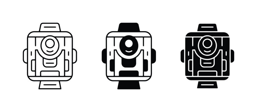 Action Camera Icons, Portable Video Recorder Vector Graphics, Rugged Device Symbols for Outdoor Adventures and Sports
