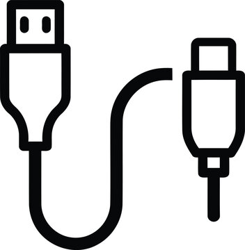 Usb cable connector connection peripheral technology outline vector icon art