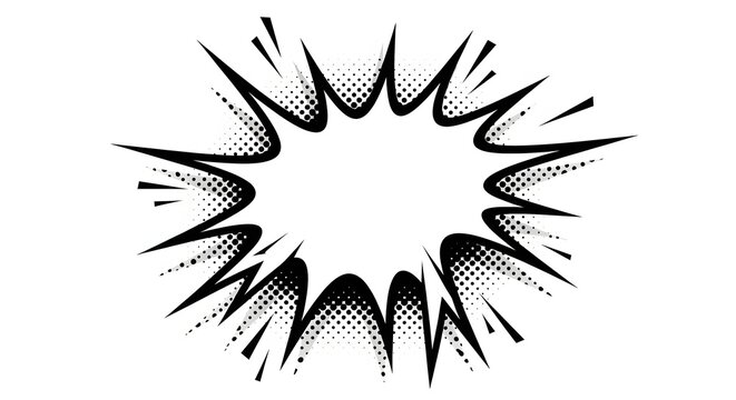 Comic book explosion, black and white burst effect, dynamic graphic element, pop art style