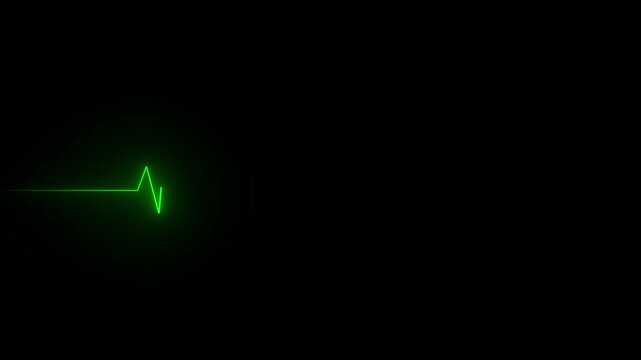 Glowing red neon heartbeat line icon animation on black background with smooth ECG pulse loop, ideal for medical monitor, love.4k animation.