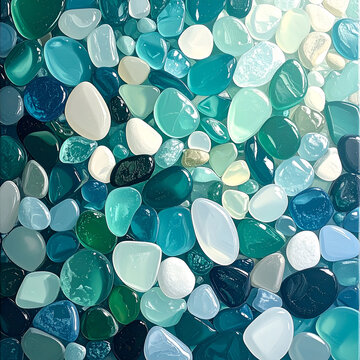 Sea glass gems mosaic pattern featuring a variety of colors and smooth textures