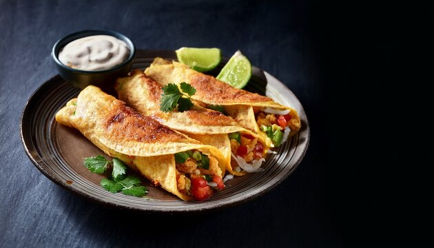 crispy chicken flautas with fresh toppings