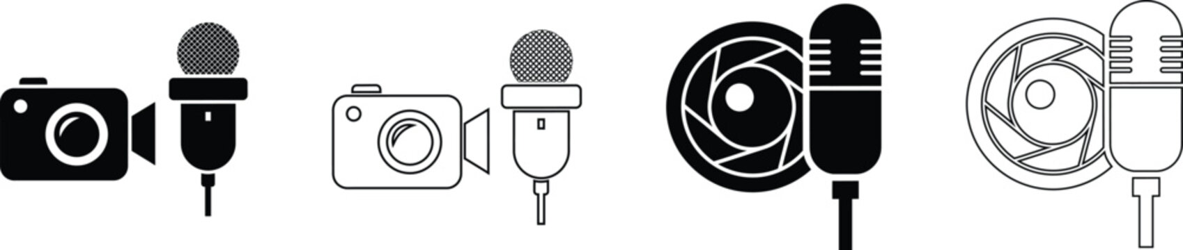 Camera and microphone icons for media and recording equipment