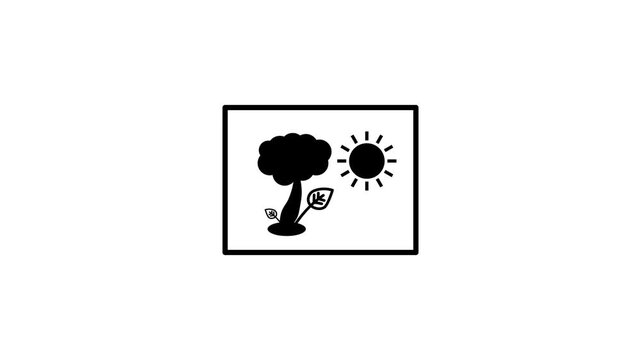 nature icon animation. tree with sun sign