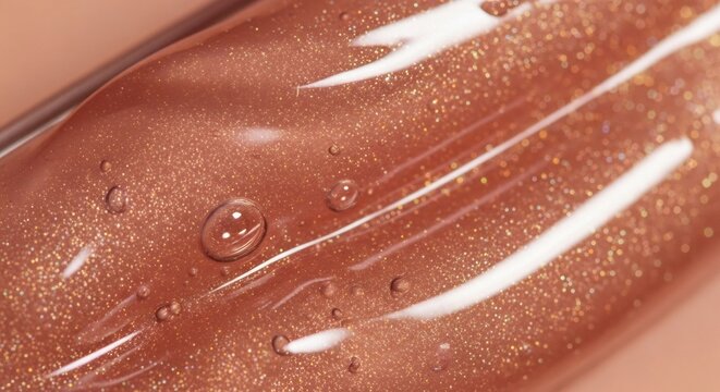 Close-up Macro Shot of Shimmering Bronzer Makeup Texture.