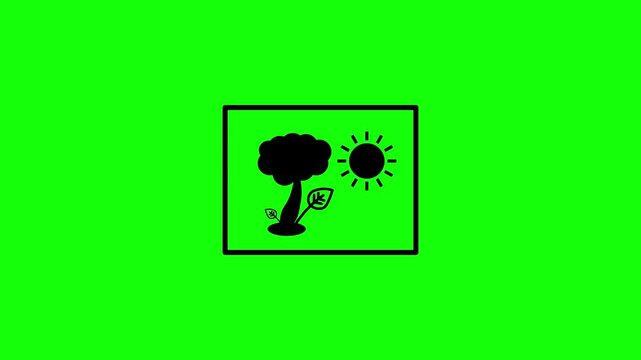 nature icon animation. tree with sun sign