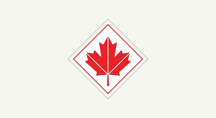 Obraz premium Red Maple Leaf in Diamond Shape Symbolizing Canada.