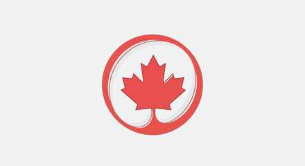 Obraz premium Red maple leaf in a circle symbolizing Canada.