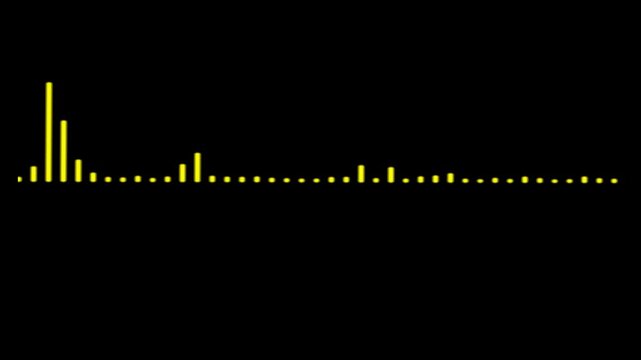 Dynamic yollow audio waveform animation with glowing white spectrum lines, black background for modern music visualizer projects