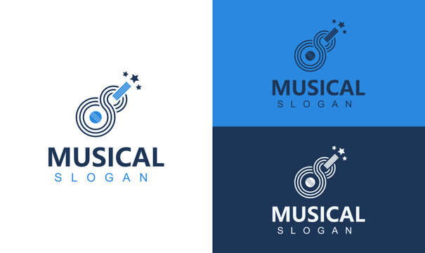 Modern Musical Logo Design | Creative Guitar & Star Music Icon for Band, Studio & Entertainment Branding