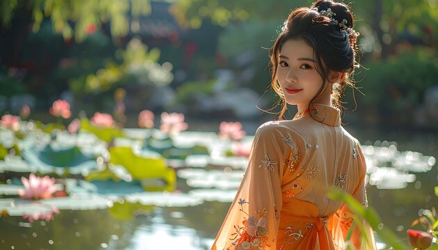 Woman beauty pond