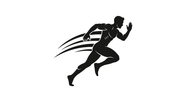 A silhouette of a man running fast.