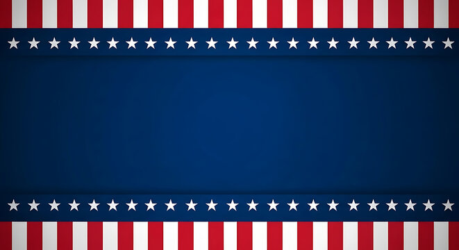 Patriotic usa background with red and white stripes and blue star border patriotic background national independence celebration template