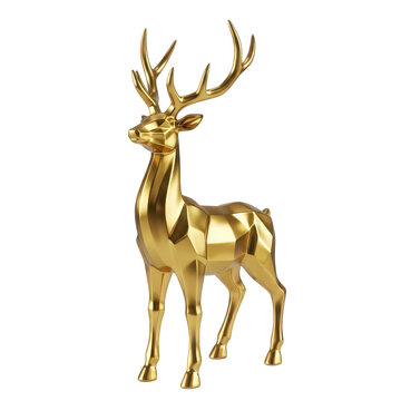 Golden deer statue with antlers