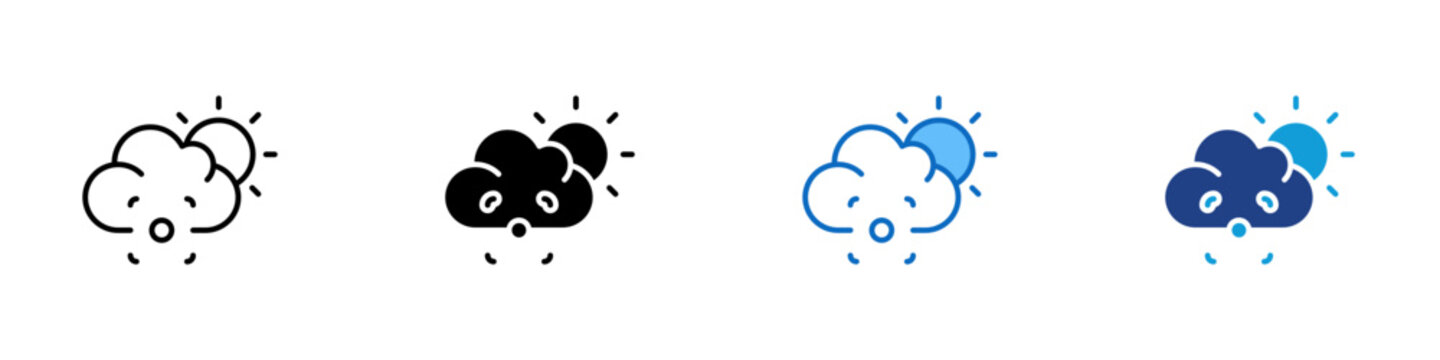 Climate Capture Multiple Style Icon Design Vector - Cloud with sun and capture grid representing weather monitoring, climate data capture, and atmospheric condition tracking