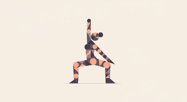 Yoga, woman in orange and gray outfit, dancing lady, fitness illustration, vector graphics