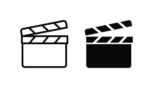Film Clapperboard Icons, Movie Production Slate Symbols, Cinema Scene Marker Graphics, Vector Set for Filmmaking and Entertainment