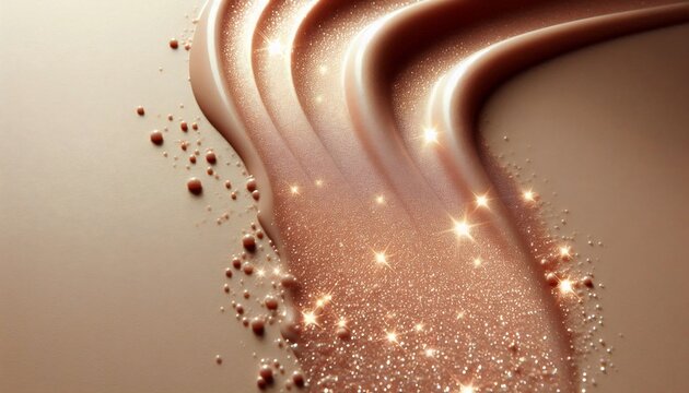 Abstract Swirl of Golden Liquid with Glittering Particles.