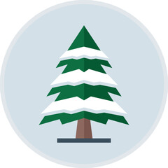 Obraz premium Snowy pine tree illustration on a circular background