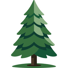 Obraz premium A large green pine tree stands alone on a small patch of grass.