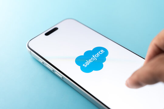 Salesforce AI logo is displayed on the screen of a smartphone, in Bangalore, India, on May 11, 2026
