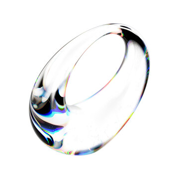3d Render Abstract Dispersion Glass, Isolated holographic spectrum shape, Futuristic modern minimalist Y2K aesthetic, Transparent background, 3d illustration