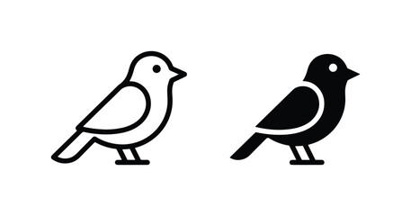 Minimalist Bird Icons, Simple Outline and Silhouette Vector Graphics, Nature and Wildlife Symbol Set for Design Projects © Khadija