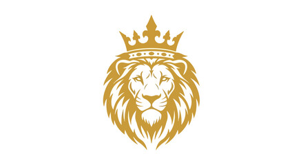 Obraz premium Golden lion head with crown logo.