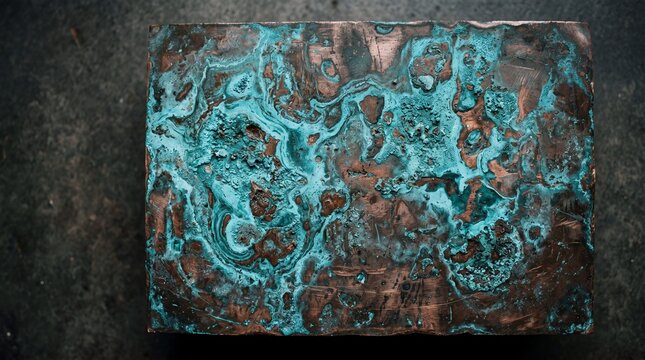Abstract Texture of Oxidized Copper with Blue Verdigris Patina