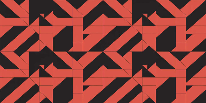 seamless abstract geometric pattern with red and black triangles in a decorative wallpaper style