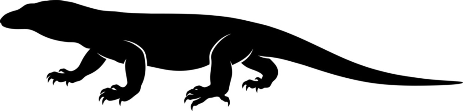 Komodo Dragon Silhouette Vector Art: Walking Lizard