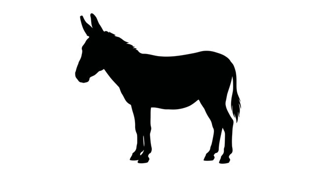 Donkey Silhouette Standing Alone Profile.